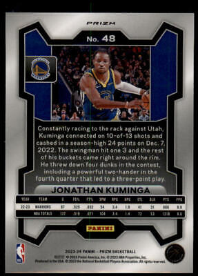 2023-24 Panini Prizm #48 Jonathan Kuminga Prizms Red Ice