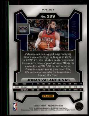 2023-24 Panini Prizm #289 Jonas Valanciunas Prizms Purple Ice #/149