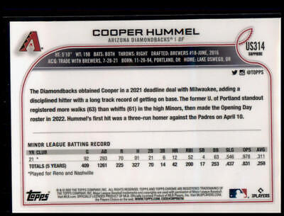 2022 Topps Chrome Update Sapphire Edition #US314 Cooper Hummel Rookie