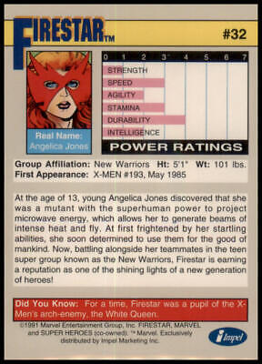 1991 Impel Marvel Universe II #32 Firestar