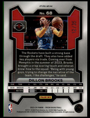 2023-24 Panini Prizm #68 Dillon Brooks Prizms Blue Shimmer FOTL #/35