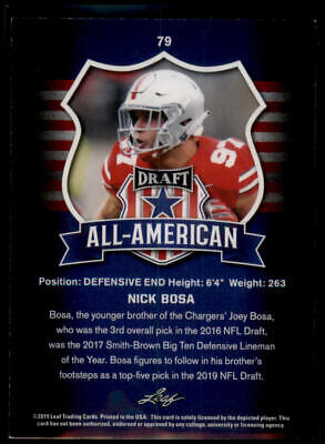 2019 Leaf Draft #79 Nick Bosa Gold