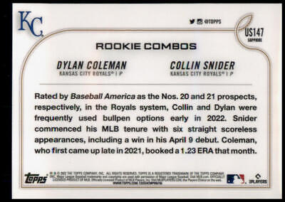 2022 Topps Chrome Update Sapphire Edition #US147 Dylan Coleman / Collin Snider