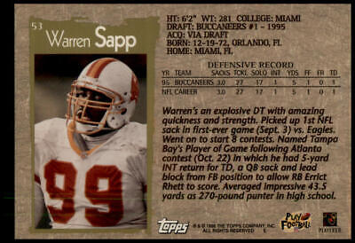 1996 Topps #53 Warren Sapp 40th Anniversary