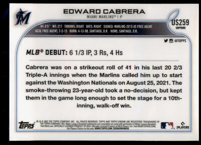 2022 Topps Chrome Update #USC87 Edward Cabrera Rookie