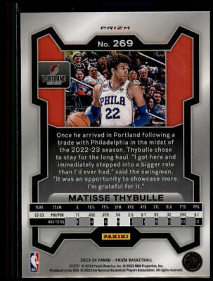 2023-24 Panini Prizm #269 Matisse Thybulle Prizms Red Ice