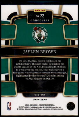 2023-24 Panini Select #22 Jaylen Brown Red Cracked Ice Prizms