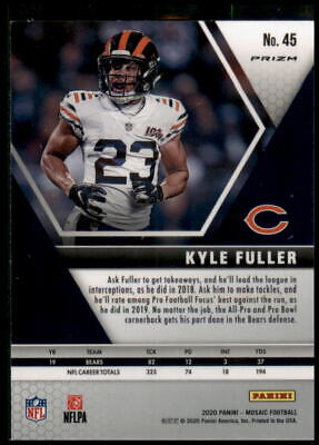 2020 Panini Mosaic #45 Kyle Fuller Prizm Reactive Gold