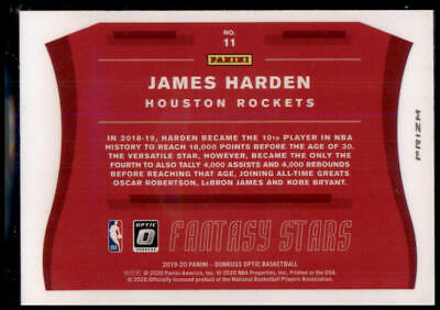 2019-20 Donruss Optic #11 James Harden Fantasy Stars Holo