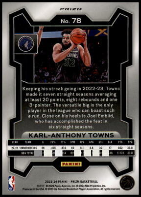 2023-24 Panini Prizm #78 Karl-Anthony Towns Prizms Red Ice