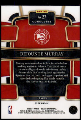 2023-24 Panini Select #27 Dejounte Murray Red Cracked Ice Prizms