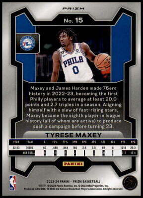 2023-24 Panini Prizm #15 Tyrese Maxey Prizms Ice