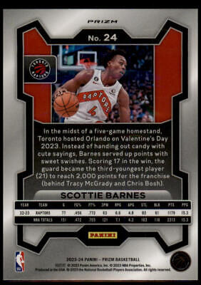 2023-24 Panini Prizm #24 Scottie Barnes Prizms Red White and Blue