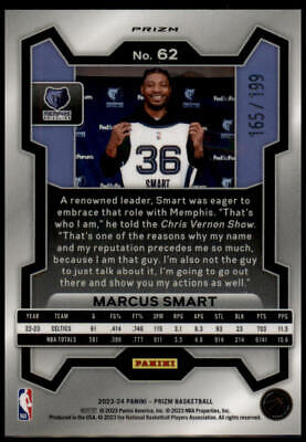 2023-24 Panini Prizm #62 Marcus Smart Prizms Blue #/199