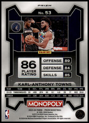 2023-24 Panini Prizm Monopoly #53 Karl-Anthony Towns