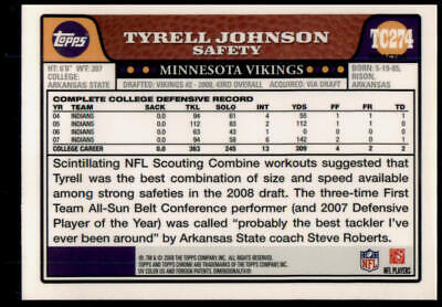 2008 Topps Chrome #TC274 Tyrell Johnson Xfractors Rookie