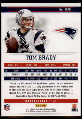 2013 Panini Rookies & Stars #59 Tom Brady