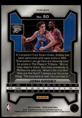 2023-24 Panini Prizm #50 Josh Giddey Prizms Red White and Blue