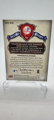 2008 SP Legendary Cuts #DH-RC Roger Clemens Destined for History Memorabilia