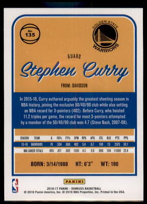 2016-17 Donruss #135 Stephen Curry