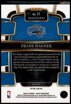 2023-24 Panini Select #17 Franz Wagner Orange Flash Prizms