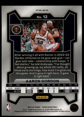 2023-24 Panini Prizm #12 Aaron Gordon Prizms Hyper