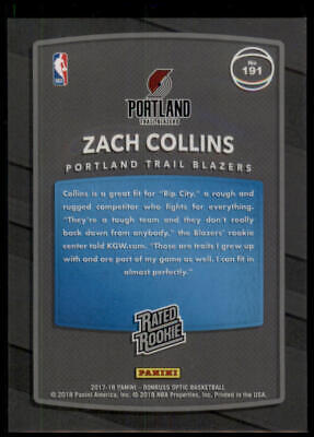 2017-18 Donruss Optic #191 Zach Collins Rated Rookie Shock