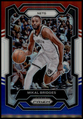 2023-24 Panini Prizm #46 Mikal Bridges Prizms Red White and Blue