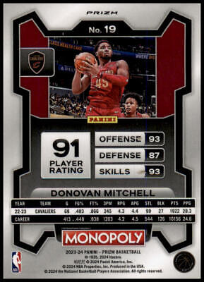 2023-24 Panini Prizm Monopoly #19 Donovan Mitchell Purple