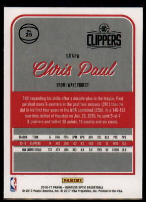 2016-17 Donruss Optic #25 Chris Paul 1st Year Optic