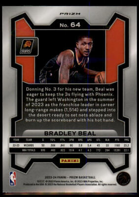 2023-24 Panini Prizm #64 Bradley Beal Prizms Red White and Blue