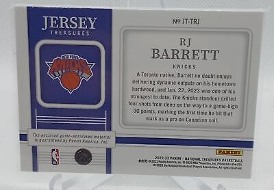 2022-23 Panini National Treasures #JT-TRJ RJ Barrett Jersey Treasures #/99