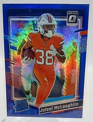 2023 Donruss Optic #232 Jaleel McLaughlin Blue Hyper Prizm Rated Rookie