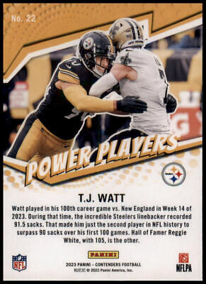 2023 Panini Contenders #22 T.J. Watt Power Players