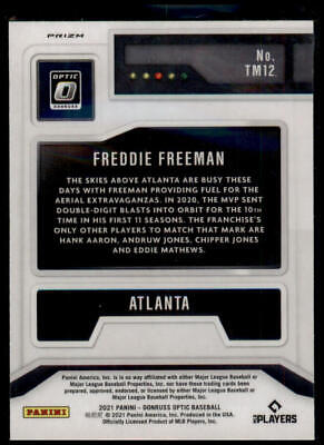 2021 Donruss Optic #TM12 Freddie Freeman T-Minus 3...2...1 Holo