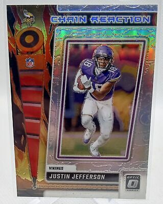 2023 Donruss Optic #CR-JJ Justin Jefferson Chain Reaction Holo Silver