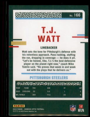 2023 Donruss Optic #166 T.J. Watt