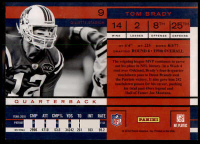 2011 Playoff Contenders #9 Tom Brady