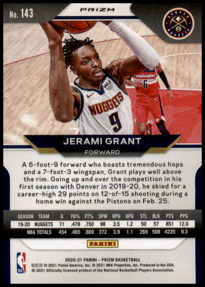 2020-21 Panini Prizm #143 Jerami Grant Ruby Wave Prizms