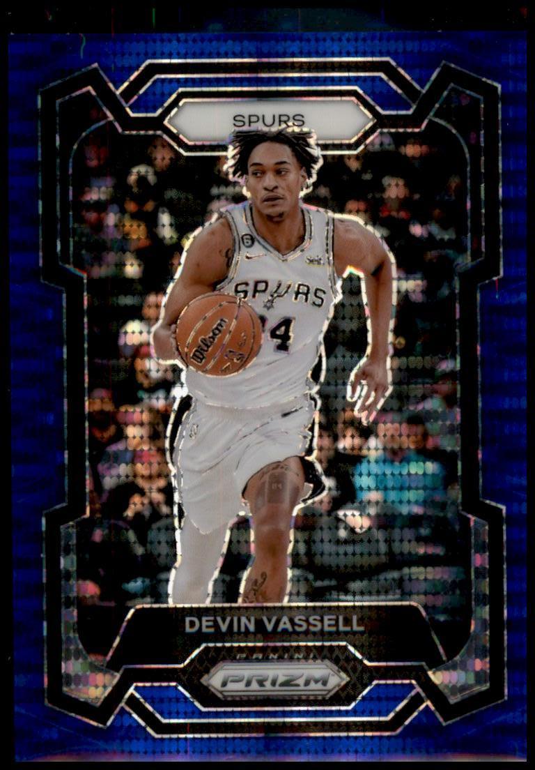 2023-24 Panini Prizm #95 Devin Vassell Prizms Blue Seismic #/99