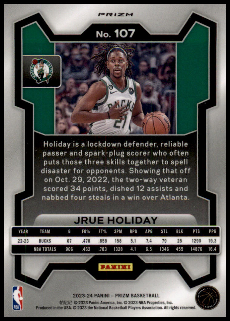 2023-24 Panini Prizm #107 Jrue Holiday Prizms Silver