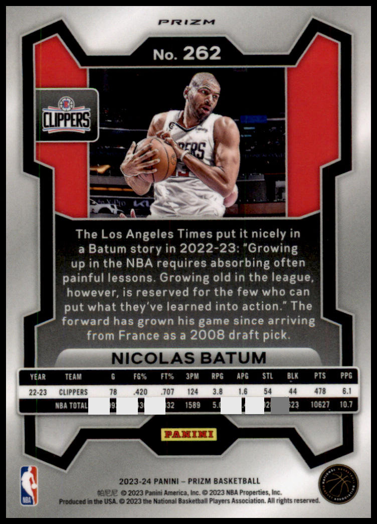 2023-24 Panini Prizm #262 Nicolas Batum Prizms Silver