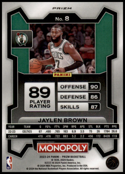 2023-24 Panini Prizm Monopoly #8 Jaylen Brown Purple