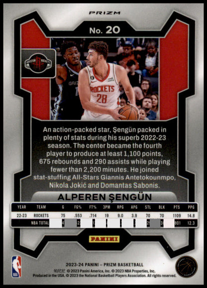 2023-24 Panini Prizm #20 Alperen Sengun Prizms Ice