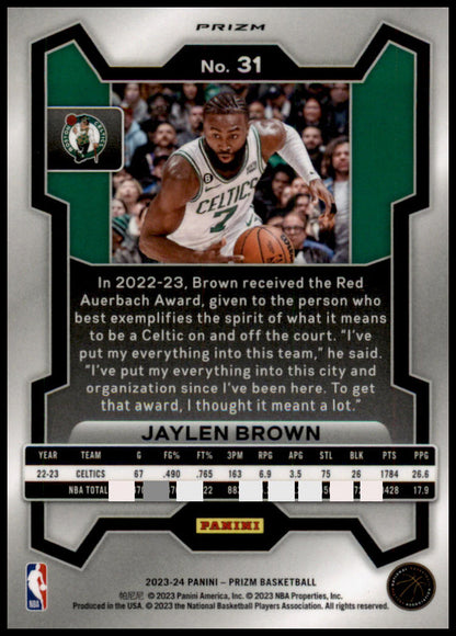 2023-24 Panini Prizm #31 Jaylen Brown Prizms Ice