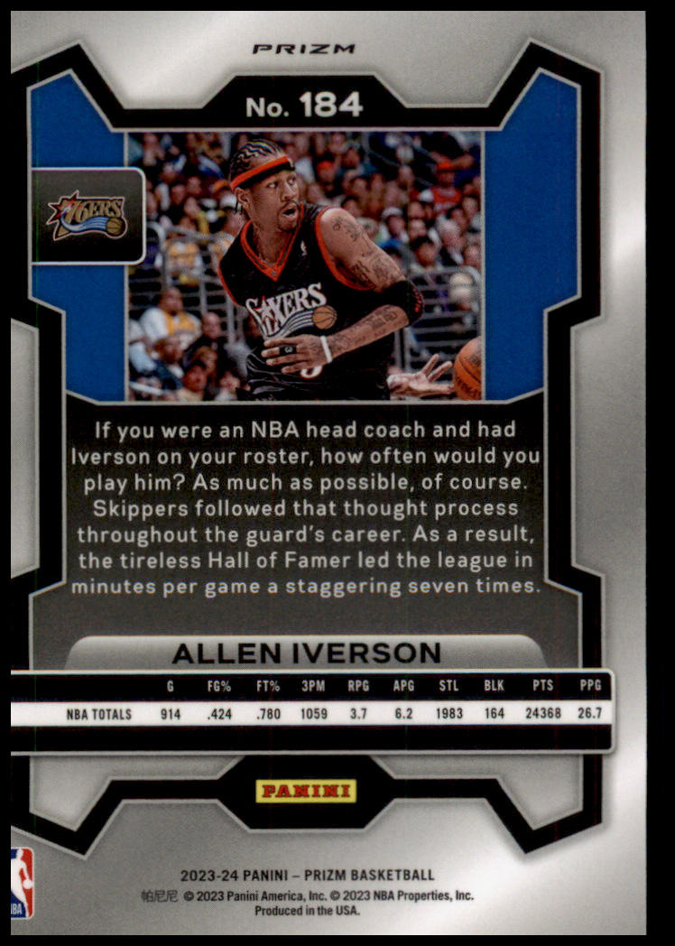 2023-24 Panini Prizm #184 Allen Iverson Prizms Ice