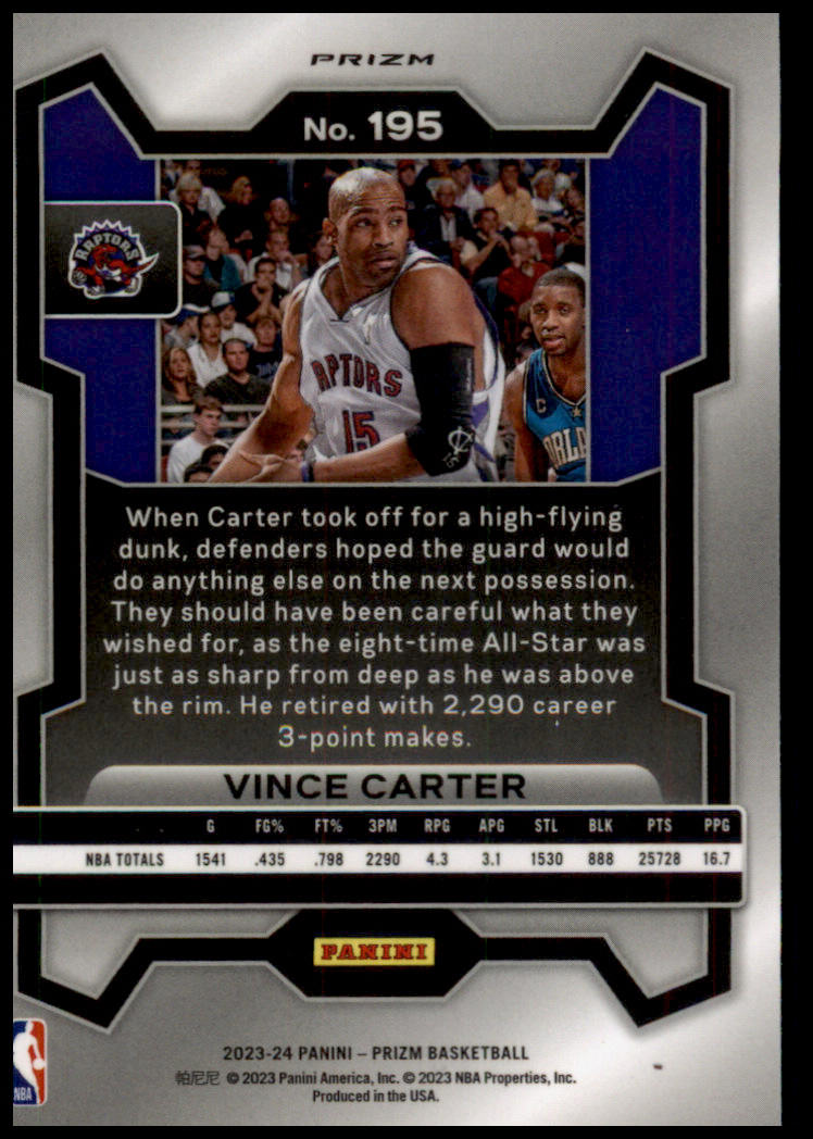 2023-24 Panini Prizm #195 Vince Carter Prizms Ice