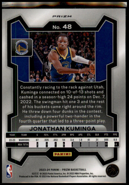 2023-24 Panini Prizm #48 Jonathan Kuminga Prizms Ice