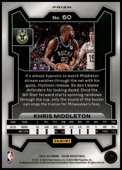 2023-24 Panini Prizm #60 Khris Middleton Prizms Ice