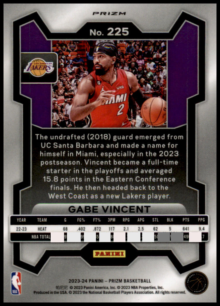 2023-24 Panini Prizm #225 Gabe Vincent Prizms Ice